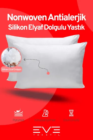 Image de Eve Tekstil 6 Adet Micro Silikon Elyaf Nonwoven Yıkanabilir Antialerjik Ev Ve Hotel Yastık 50x70cm 700 gr