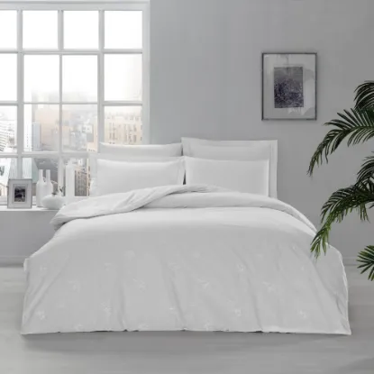 Image de Linens White Collection Asper Pamuk Percale Çift Kişilik Nevresim Kılıfı Beyaz