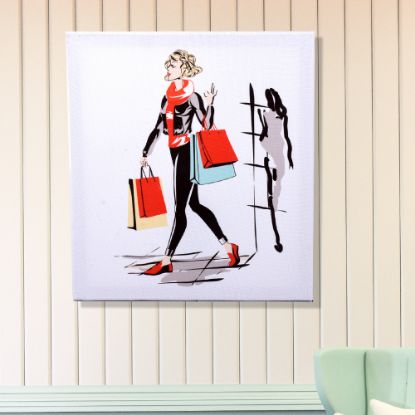 Image de Havalı Kadınlar Lady Shopping Kanvas Tablo 40 x 45 Cm