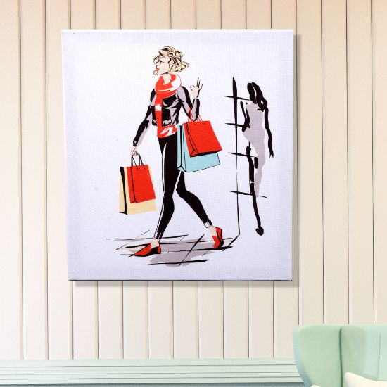 Image de Havalı Kadınlar Lady Shopping Kanvas Tablo 40 x 45 Cm