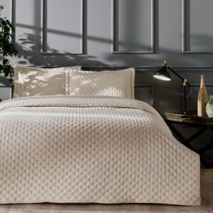 Image de Linens Gardenia Çift Kişilik Yatak Örtüsü Seti Bej