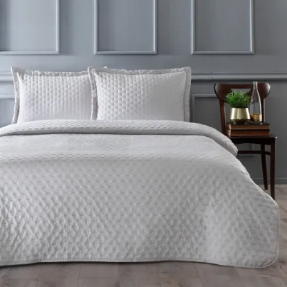 Image de Linens Gardenia Çift Kişilik Yatak Örtüsü Seti Taş