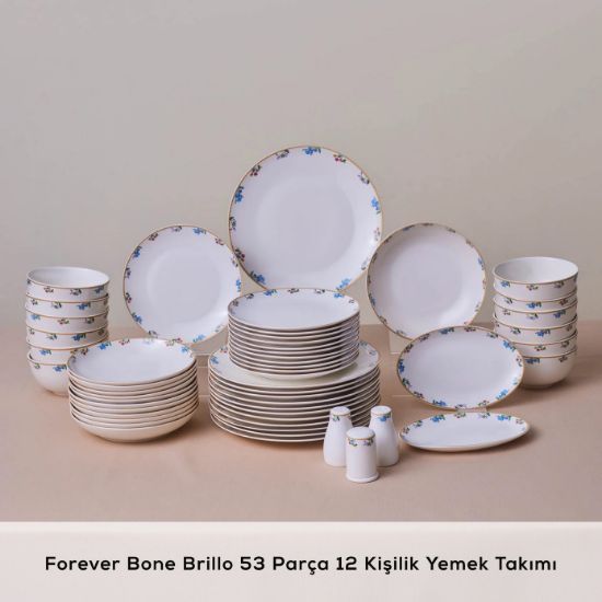 Image de Karaca Forever Bone Brillo 53 Parça 12 Kişilik Yemek Takımı