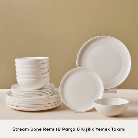 Image de Karaca Stream Bone Remi 18 Parça 6 Kişilik Yemek Takımı