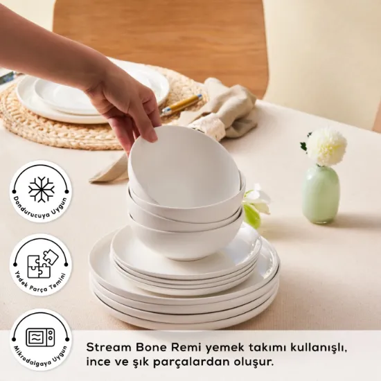 Image de Karaca Stream Bone Remi 18 Parça 6 Kişilik Yemek Takımı