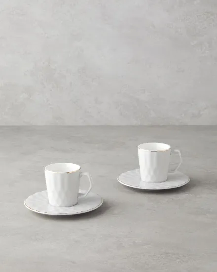 Image de Hestia New Bone China 4 Parça 2 Kişilik Kahve Fincan Takımı Gri