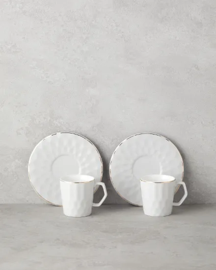 Image de Hestia New Bone China 4 Parça 2 Kişilik Kahve Fincan Takımı Gri