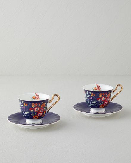 Image de Miranda New Bone China 4 Parça 2 Kişilik Fincan Takımı 220 ml Lacivert