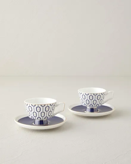 Image de Octavia New Bone China 4 Parça 2 Kişilik Kahve Fincan Takımı 90 ml Lacivert