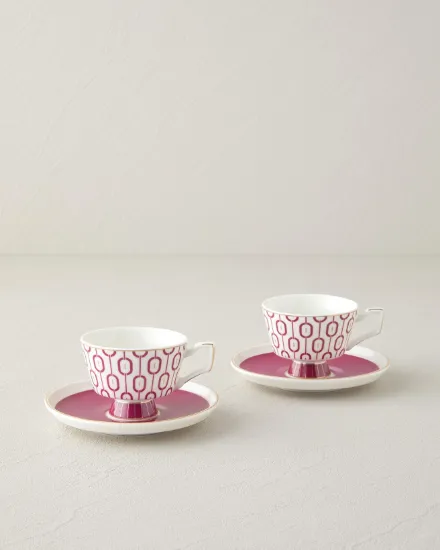 Image de Octavia New Bone China 4 Parça 2 Kişilik Kahve Fincan Takımı 90 ml Fuşya