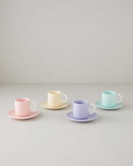 Image de Softy New Bone China 8 Parça 4 Kişilik Kahve Fincan Takımı 100 ml Renkli