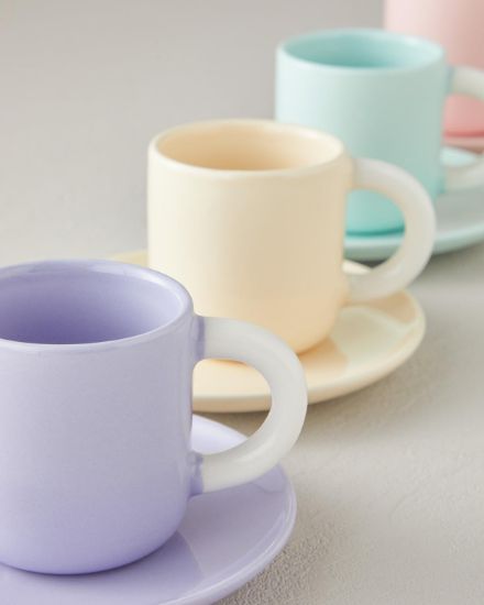 Image de Softy New Bone China 8 Parça 4 Kişilik Kahve Fincan Takımı 100 ml Renkli