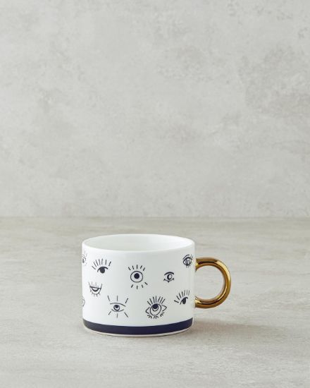 Image de All Eyes On New Bone China Yılbaşı Kupa 345 ml Siyah - Beyaz