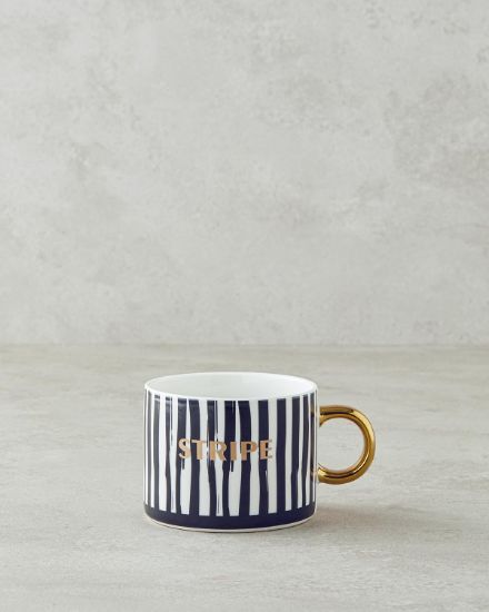 Image de All Stripe New Bone China Yılbaşı Kupa 345 ml Siyah - Beyaz