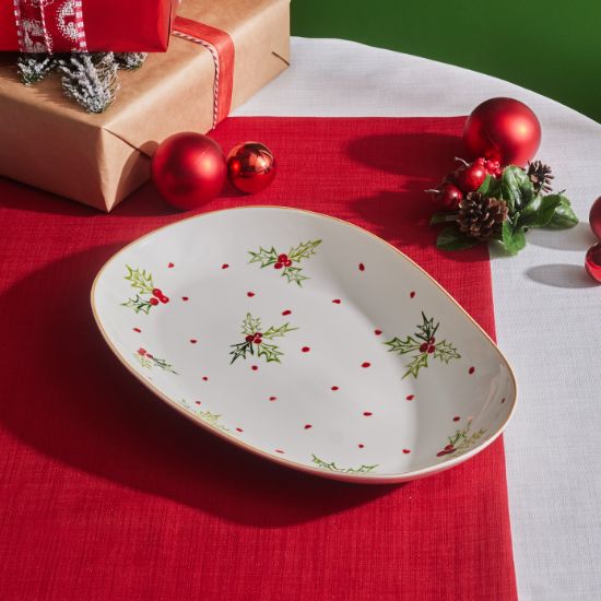 Image de Karaca New Year Yılbaşı Kokina Oval Kayık Tabak 33 Cm