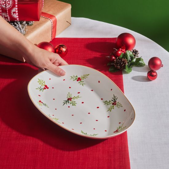 Image de Karaca New Year Yılbaşı Kokina Oval Kayık Tabak 33 Cm