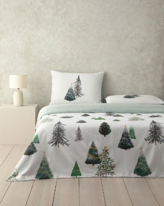 Image de Pine Serenity Dijital Baskılı Soft Cotton Tek Kişilik Nevresim Takımı Yeşil