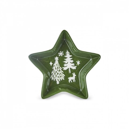 Image de Karaca New Year Yılbaşı Snowy Star Çerezlik 13,5 Cm Yeşil