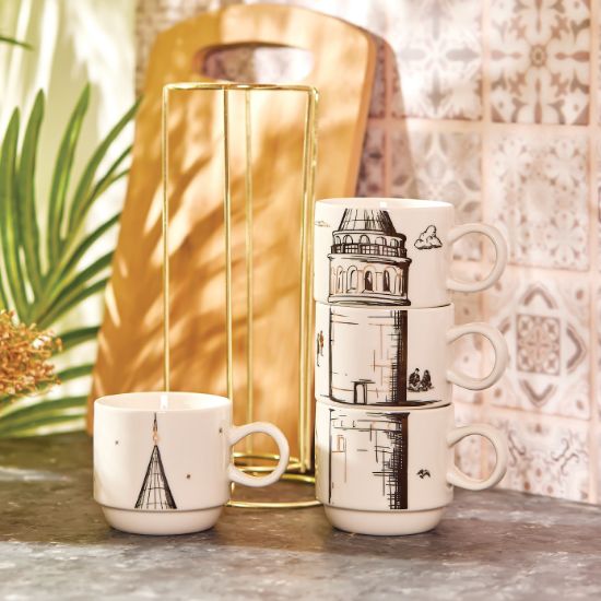 Image de Karaca X İst Collection Galata 4 Parça Standlı Mug Kupa