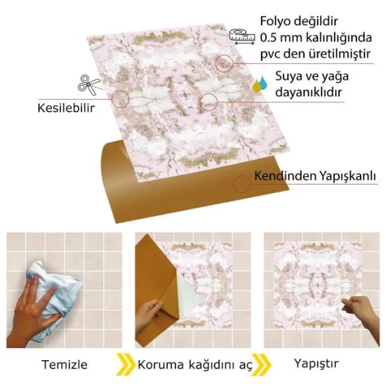 Image de Kendinden Yapışkanlı Mermer 012 Desenli 30x30 cm