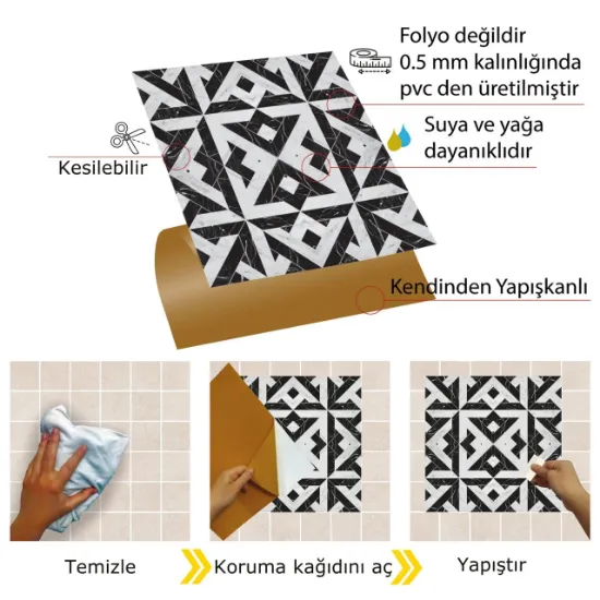 Image de Kendinden Yapışkanlı Mermer 008 Desenli 30x30 cm