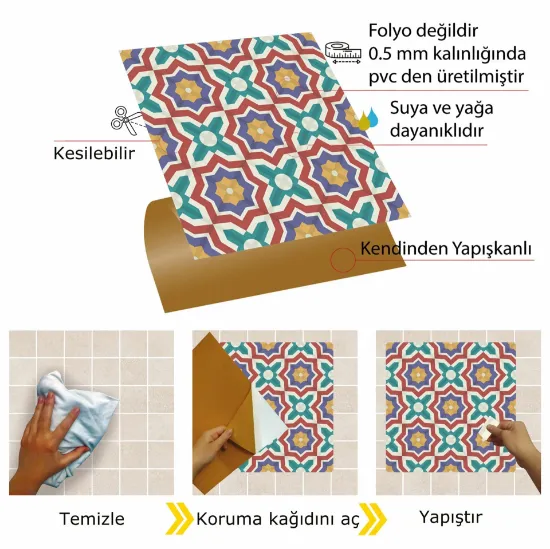 Image de Kendinden Yapışkanlı Kontrast Yıldız Desenli 30x30 cm